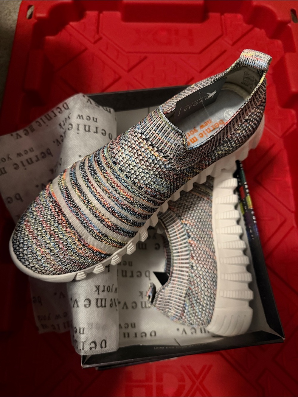 bernie mev. Multicolor Knit Slip-On Sneakers